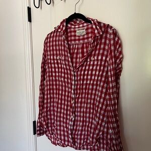 Ralph Lauren Red and White Checkered Button Down Shirt